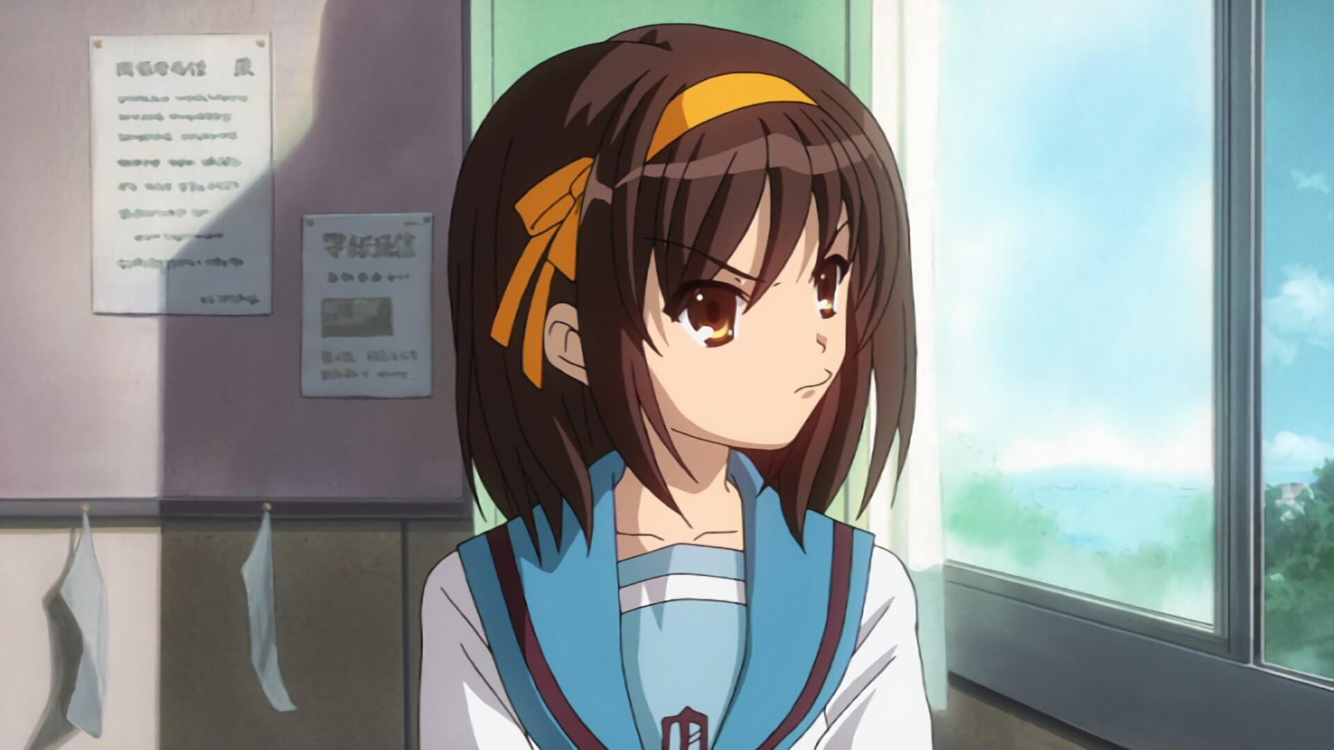 Haruhi pulls a weird face