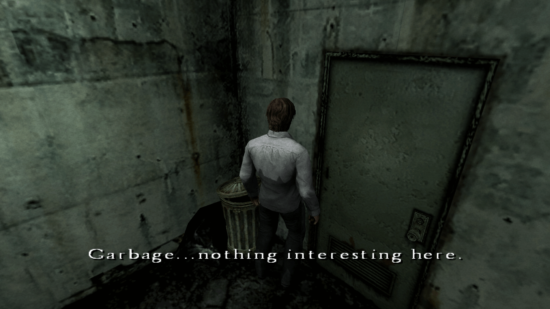 Henry Townsend of Silent Hill 4 comments that there is 'Garbage, nothing interesting here'